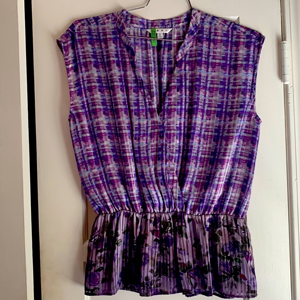 Vintage Cabi peplum wrap top, size L EUC